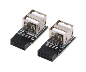 chenyang 2 Pack USB 2.0 Front Panel Header 9/10Pin 1 Male to 2 USB 2.0 Female 90 Degree Angled Mainboard Header Port Extension Adapter