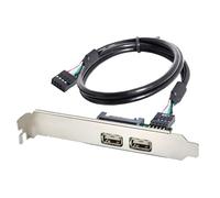 ChenYang 2 Port USB 2.0 Front Panel Header 9Pin 1 Male to 2 USB 2.0 Female Chassis Back Panel Port Extension Cable 30cm with 120mm PCI-E Slot Bracket