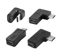 chenyang 4 Pack Mini/Micro USB 2.0 Connector, USB C Male to Mini/Micro USB 5Pin Female 90/180 Degree Angled Charging Data Connector Adapter