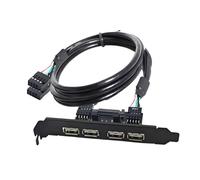 ChenYang 4 Port USB 2.0 Front Panel Header 9Pin 2 Male to 4 USB 2.0 Female Chassis Back Panel Port Extension Cable 30cm with 120mm PCI-E Slot Bracket