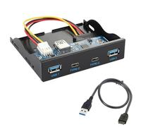 Chenyang 4 Ports 2 USB C and 2 USB 3.0 to USB 3.1 Type E Front Panel Header USB HUB Port Multiplier Expansion Adapter for 3.5" Floppy Bay