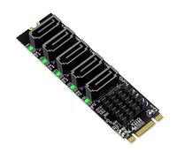 ChenYang 5 Ports M.2 to SATA Adapter, B+M Key NGFF 1 to 5 SATA 3.0 Port Expansion Card with JMB575 Chip/LED Indicator