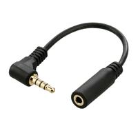 chenyang 90 degree right angled 3.5mm 3 poles Audio Stereo Male to Female Extension Cable 10cm Black