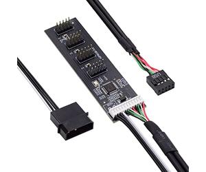 chenyang CY 9pin USB Header Male 1 to 2 Female Extension Splitter Cable Connector Adapter Motherboard USB Hub USB 2.0 (1 to 4 Cable+Power)
