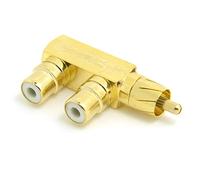 chenyang CY RCA AV Audio 90 Degree Angled Male to Dual Female F Type Extension Adapter