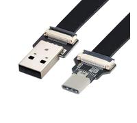 ChenYang CY Type-A USB 2.0 Male to Type-C USB-C Male Data Flat Slim FPC Cable 100CM for FPV & Disk & Phone