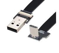 ChenYang CY Type-A USB 2.0 Male to Type-C USB-C Male Upward Downward Angled 90 Degree Data Flat Slim FPC Cable 200CM for FPV & Disk & Phone