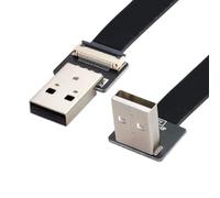 ChenYang CY USB 2.0 Type-A Male to USB 2.0 Type-A Male Data Flat Slim FPC Cable 90 Degree Up Angled for FPV & Disk & Scanner & Printer 50CM