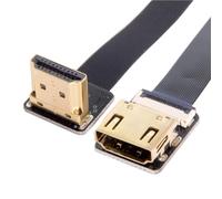 Chenyang CYFPV Up Angled 90 Degree HDMI Male to Female FPC Flat Cable for HDTV Multicopter Aerial Photography 20cm 50cm Black (50CM)