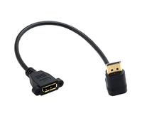 ChenYang DisplayPort Male to Female 90 Degree Down Angled Extension Cable, 30 cm, Black-Up Angled, Compatible with Projector, Monitor