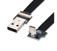 chenyang Micro USB Flat Cable USB 2.0 Male to Micro USB Male 90 Degree Down Angled Ribbon Flex Extension Cable Adapter 0.2M
