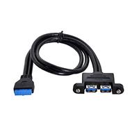 chenyang Motherboard 19/20Pin 1 to 2 USB 3.0 Front Panel Cable 5Gbps 50cm with Panel Mount Holes Screw
