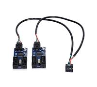 chenyang U2-004 CY 9pin USB 2.0 Header 1 to 2/4 Female Extension Cable HUB Connector Adapter Port Multilier 30cm Black