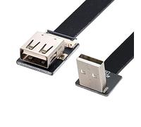 chenyang USB 2.0 Flat Cable USB 2.0 Male to Female 90 Degree UP Angled Data Transfer Charging Ribbon Flex Extension Cable Adapter 0.2M