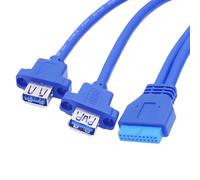 chenyang USB 3.0 Front Panel Cable,USB 19/20Pin 1 Male to 2 USB 3.0 Female Motherboard Header Data Extension Cable 1.64FT/0.5M