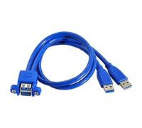 chenyang USB 3.0 Front Panel Header 2 Male to 2 Female Extension Cable 0.5M with Panel Mount Screw