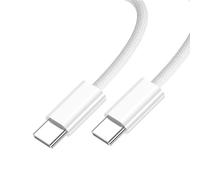 chenyang USB C to C Nylon Braided Cable USB C PD 27W 65W 480Mbps Data Charger Cable White for Phone & Tablet & Laptop 1.0M