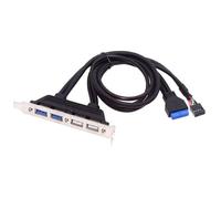 ChenYang USB Front Panel Header 9/10Pin & 19/20Pin to 2 USB 2.0 & 2 USB 3.0 Female Chassis Back Panel Port Extension Cable 0.5M with 12cm PCI-E Slot Bracket