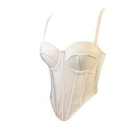 Chenyi Women's Froal Lace Bustier Corset Club Party Crop Top Bra Vest with Adjustable and Removable Straps - - Medium
