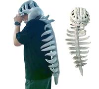 CHENYIZDQ 3D Wearable Plush Dinosaur Skeleton Costume Realistic Plush Dinosaur Skeleton Spinosaurus Costume for Halloween (Grey-45)