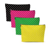Chenyoumaoyi Colorful Flower Rainbow Polka Dot Makeup Bag Cosmetic Bag Birthday Friendship Gifts for Women Girls Travel Toiletry Bag, yellow pink green black Polka Dots, 9.8″W x 7″H