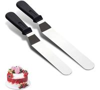 Chenyoyangfen 2 Pcs Palette Knife Baking Pallet Knife for Cake Decorating Angled Stainless Steel Icing Spatula Cake Palette Knife Cake Knife Professional Cake Angled Offset Spatula Cake Scraper,Black