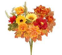 chenyu 3 Pieces Autumn Decorations 35cm Fall Artificial Berry Stems Sunflower Rose Maple Leaf Thanksgiving Decorations DIY Halloween Flowers for Wedding Family Party Birthday Office Christmas