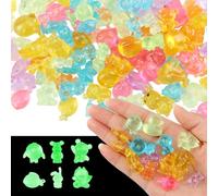 chenyu 80pcs Resin Animals Mini Luminous Animals Mixed Twinkle Sea Animal Tiny Resin Miniature Small Animal Figures Glow in the Dark for Garden Landscape Dollhouse Decor DIY Craft