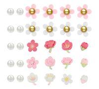 chenyu Flower Shoe Charms 30PCS Cute Cartoon Flower Pearl Cherry Blossom Shoe Decorations Sakura Shoe Charms Decoration for Kids Girls Woman Adults Wristband Bracelet Clog Birthday Party Gifts