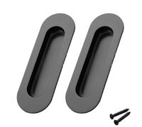 ChenYu99 2 Pack Flush Sliding Door Handles, Matte Black Stainless Steel Recessed Finger Pulls, Invisible Screw Cabinet Drawer Knobs for Wardrobe, Dresser, Cupboard, Kitchen Closet, Barn Pocket Doors