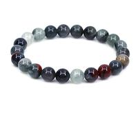 CHENYUE Natural A African Bloodstone Gemstone 8mm Round Beads Stretch Bracelet 7" Unisex