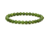 CHENYUE Natural A Canadian Nephrite Jade Gemstone 6mm Round Beads Stretch Bracelet 7 Inch