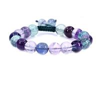 CHENYUE Natural AA Grade Clear Green Fluorite Gemstone 10mm Round Beads Adjustable Braided Macrame Tassels Chakra Reiki Bracelets 7 Inch