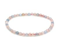 CHENYUE Natural AA Grade Morganite Beryl Aquamarine 4mm Round Beads Stretch Bracelet 7" Unisex