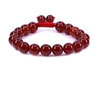 CHENYUE Natural AA Grade Red Agate Gemstone 10mm Round Beads Adjustable Braided Macrame Tassels Chakra Reiki Bracelets 7 Inch