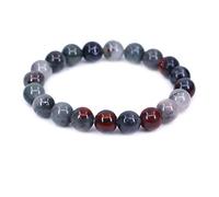 CHENYUE Natural African Bloodstone Gemstone 10mm Round Beads Stretch Bracelet 7" Unisex