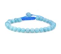 CHENYUE Natural Blue Amazonite Gemstone 6mm Round Beads Adjustable Bracelet 7" Unisex
