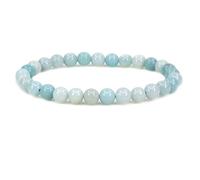 CHENYUE Natural Blue Amazonite Gemstone 6mm Round Beads Stretch Bracelet 7" Unisex
