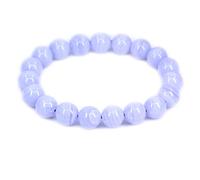 CHENYUE Natural Blue Lace Agate Gemstone 10mm Round Beads Stretch Bracelet 7" Unisex