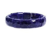 CHENYUE Natural Blue Sodalite Gem Semi Precious Gemstone 15mm Faceted Square Grain Beads Stretch Bracelet 7.5 Inch