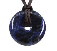 CHENYUE Natural Blue Sodalite Peace Donut 30M Beads Adjustable Braided Macrame Tassels Pendant Unisex