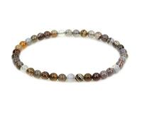 CHENYUE Natural Botswana Agate 4mm Round Beads Stretch Bracelet 7" Unisex
