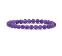 CHENYUE Natural Crystal Matt Amethyst Gemstone 6mm Round Beads Stretch Bracelet 7 Inch