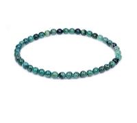 CHENYUE Natural Green African Serpentine Jade 4mm Round Beads Stretch Bracelet 7" Unisex