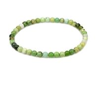 CHENYUE Natural Green Australian Chrysoprase 4mm Round Beads Stretch Bracelet 7" Unisex