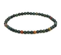 CHENYUE Natural Green Bloodstone Heliotrope 4mm Round Beads Stretch Bracelet 7" Unisex