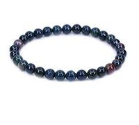 CHENYUE Natural Green Bloodstone Heliotrope Gemstone 6mm Round Beads Stretch Bracelet 7 Inch