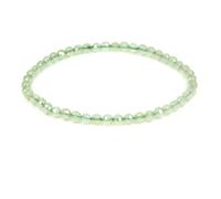 CHENYUE Natural Green Faceted Prehnite 4mm Round Beads Stretch Bracelet 7" Unisex