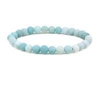CHENYUE Natural Matt Blue Amazonite Gemstone 6mm Round Beads Stretch Bracelet 7" Unisex