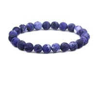 CHENYUE Natural Matt Sodalite Gemstone 8mm Round Beads Stretch Bracelet 7" Unisex